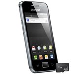 Ficha técnica e caractérísticas do produto Celular Samsung Galaxy Ace Preto Android 2.2, Wi-Fi, 3G, Câmera 5.0, MP3, Touch Screen, Fone de Ouvido e Cartão 2GB