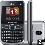 Celular Tri Chip LG Desbloqueado Preto Câmera 2MP 2G Wi Fi Memória Interna 1GB Cartão 2GB