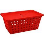 Ficha técnica e caractérísticas do produto Cesta Grande com Tampa Large Basket Cover Vermelho 20 Cm - Vermelho