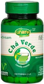 Ficha técnica e caractérísticas do produto Chá Verde Comprimidos Biodream Unilife 120 Comprimidos 400mg