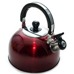 Ficha técnica e caractérísticas do produto Chaleira Aço Inox 2 Litros Vermelha com Apito Alça Cozinha