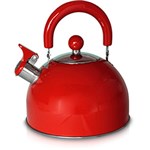 Ficha técnica e caractérísticas do produto Chaleira em Inox Vermelha com Apito - Mimo Style