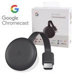 Ficha técnica e caractérísticas do produto Chromecast 3geração Google Netflix Youtube Lançamento Google