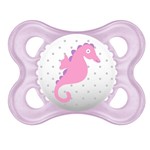 Ficha técnica e caractérísticas do produto Chupeta Pearl Silk Touch Girls - Fase 1 - Rosa e Branco Cavalo Marinho - Mam