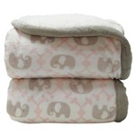 Ficha técnica e caractérísticas do produto Cobertor Donna Bebê 100x75 Cm Elefante Rosa com Sherpa