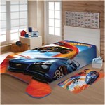 Ficha técnica e caractérísticas do produto Cobertor Infantil Menino Jolitex Mattel Hot Wheels Pistas - Azul Claro