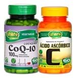Ficha técnica e caractérísticas do produto Coenzima Q10 Ubiquinona Vitamina C Ácido Ascórbico 2X60 Caps (Natural)