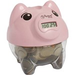Ficha técnica e caractérísticas do produto Cofre Contador de Moedas Pig Bank Rosa - In Brasil