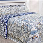 Colcha Casal Boutis Sicilia Azul com 2 Porta Travesseiros - Casa & Conforto