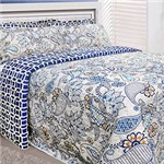 Colcha Queen Boutis Sicilia Azul com 2 Porta Travesseiros - Casa & Conforto