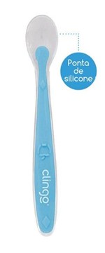Ficha técnica e caractérísticas do produto Colher de Silicone Premium Azul Clingo