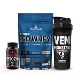 Ficha técnica e caractérísticas do produto Combo Academia Massa Muscular Máxima - Monster Testo Zma + Power Iso Whey + Coqueteleira Baunilha