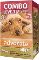 Ficha técnica e caractérísticas do produto Combo Antipulgas Advocate Cães (2,5ML) 10 a 25KG - Bayer