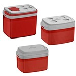 Ficha técnica e caractérísticas do produto Combo 3 Caixa Térmica 32, 12, 5 L Vermelho Cooler - Soprano