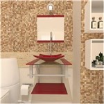 Ficha técnica e caractérísticas do produto Combo 2 em 1 Gabinete de Vidro 40cm para Banheiro Quadrado Armênia + Torneira Algarve - Vermelho Cereja