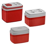 Ficha técnica e caractérísticas do produto Combo Kit 3 Caixas Térmicas de 32,12 e 5 Litros - Vermelho - Soprano