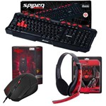 Ficha técnica e caractérísticas do produto Combo Kit Gamer Spider Teclado Gk-704bk + Mouse Spider Tarantula Om-702 + Headset Venom Shs701 Fortr