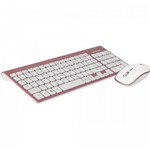Ficha técnica e caractérísticas do produto Combo Kit Teclado + Mouse S/ Fio Wireless Pink/Branco C3TECH