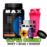 Combo: Top Whey 3W 900g + Bcaa 2400 100caps + Shaker - Max Titanium