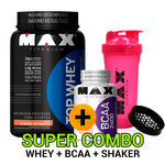 Ficha técnica e caractérísticas do produto Combo: Top Whey 3W 900g + Bcaa 2400 100caps + Shaker - Max Titanium