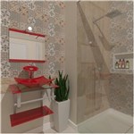 Ficha técnica e caractérísticas do produto Combo 2 X 1 Gabinete de Vidro 45Cm para Banheiro Cuba Quadrada - Escócia + Torneira Ibiza - VERMELHO