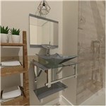 Ficha técnica e caractérísticas do produto Combo 2 X 1 Gabinete de Vidro 45Cm para Banheiro - Escócia Inox + Torneira Ibiza - PRATA