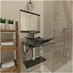 Ficha técnica e caractérísticas do produto Combo 2 X 1 Gabinete de Vidro 45Cm para Banheiro - Escócia Inox + Torneira Ibiza - Preto