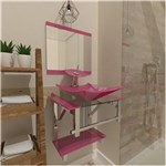 Ficha técnica e caractérísticas do produto Combo 2 X 1 Gabinete de Vidro 45Cm para Banheiro - Escócia Inox + Torneira Ibiza - ROSA