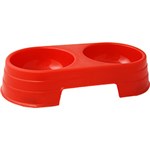 Ficha técnica e caractérísticas do produto Comedouro Duplo para Cães ou Gatos Batiki - Vermelho