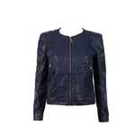Ficha técnica e caractérísticas do produto De DragonPad Mulheres Feminino Jaqueta Couro Faux Leather Jacket PU Curto Jacket (Azul, S)