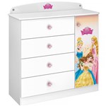 Ficha técnica e caractérísticas do produto Cômoda Infantil Princesas Disney 1 Porta 4 Gavetas Branco - Pura Magia