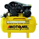 Ficha técnica e caractérísticas do produto Compressor Motomil Cmv10pl 100l 140psi 8.3bar 2cv Monofásico