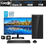 Computador com Monitor 19.5 LED CorpC Intel Core I3 4GB HD 1TB