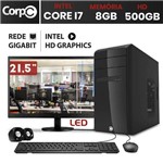 Computador CorpC com Monitor Full HD 21.5 Intel Core I7 3.8Ghz 8GB HD 500GB HDMI Áudio HD