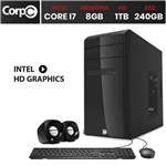 Ficha técnica e caractérísticas do produto Computador CorPC Intel Core I7 8GB DDR3 HD 1TB e SSD 240GB