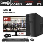 Computador Desktop CorpC Intel Core I3 4GB HD 1TB Monitor 19.5 LED