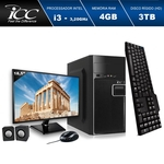 Ficha técnica e caractérísticas do produto Computador Desktop ICC IV2344KM18 Intel Core I3 3.20ghz 4GB HD 3TB Kit Multimídia Monitor LED 18" HDMI FULLHD Windows 10