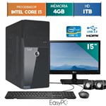 Ficha técnica e caractérísticas do produto Computador EasyPC Intel Core I3 4GB 1TB Monitor 15" LG 16M38A