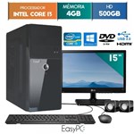 Ficha técnica e caractérísticas do produto Computador EasyPC Intel Core I3 4GB 500GB Dvd Windows 10 Monitor 15" LG 16M38A
