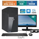 Ficha técnica e caractérísticas do produto Computador EasyPC Intel Core I3 4GB 500GB Windows 10 Monitor 15" LG 16M38A