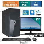 Ficha técnica e caractérísticas do produto Computador EasyPC Intel Core I3 4GB 1TB Windows 10 Monitor 15" LG 16M38A