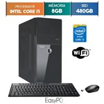 Ficha técnica e caractérísticas do produto Computador Easypc Intel Core I3 8Gb Ssd 480Gb Wifi Mouse e Teclado Sem Fio