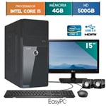 Ficha técnica e caractérísticas do produto Computador EasyPC Intel Core I5 4GB 500GB Monitor 15 LG 16M38A