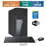 Ficha técnica e caractérísticas do produto Computador EasyPC Intel Core I7 16GB SSD 240GB Wifi Mouse e Teclado Sem Fio