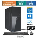 Ficha técnica e caractérísticas do produto Computador EasyPC Intel Dual Core 8GB 2TB Windows 10