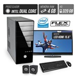 Ficha técnica e caractérísticas do produto Computador Flex Computer Starter Intel Dual Core 4GB HD 320GB Áudio 5,1 Monitor LED 15,6