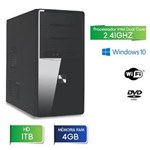 Ficha técnica e caractérísticas do produto Computador 3Green Fast Intel Dual Core 2.41ghz 4GB HD 1TB DVD Wifi USB 3.0 Windows 10