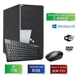 Ficha técnica e caractérísticas do produto Computador 3green Fast Intel Dual Core 2.41ghz 8gb Hd 1tb Wifi Dvd Mouse Teclado Sem Fio Windows 10