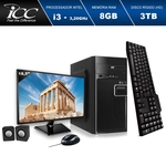 Ficha técnica e caractérísticas do produto Computador ICC IV2384CWM18 Intel Core I3 3.20ghz 8GB HD 3TB DVDW Kit Multimídia Monitor LED 18,5" HDMI FULLHD Windows 10