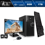 Ficha técnica e caractérísticas do produto Computador ICC IV2382CWM18 Intel Core I3 3.20 ghz 8GB 1TB DVDRW Kit Multimídia Monitor LED 18,5" HDMI FULLHD Windows 10